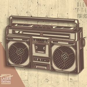 Retro Tape Record SVG Multilayer 3D Datei / Laser Cut Mandala Datei / Boombox SVG / Sofort Download / ai cdr png dxf dwg Dateien