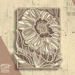 Flowers 3D SVG Layered File / Laser Cut Home Decor / Flowers SVG / Instant Download / ai cdr png dxf dwg files