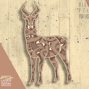 Antelope SVG Multilayered 3D Design / 5 layers Laser Cut Files / Antelope Layered / Antelope vector / ai cdr png dxf dwg files