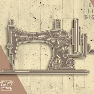 Sewing Machine Layered SVG File / Digital Download / Laser Cut Files / Gift for Crafter / Sewing Machine SVG / ai cdr png dxf dwg files