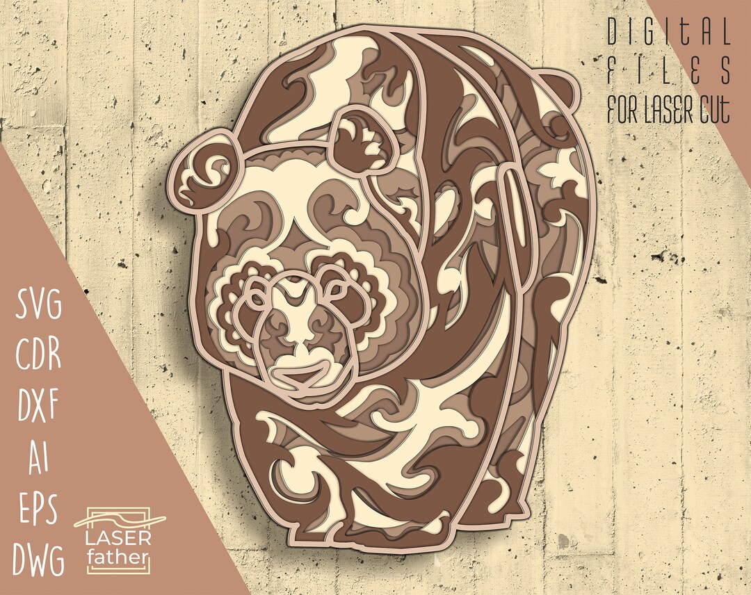 Panda 3D Multilayer SVG/ Laser Cut Home Decor File / Panda SVG ...