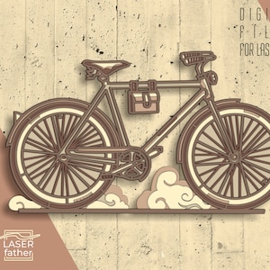 3D Bicycle Layered SVG File / Laser Cut Home Decor / Bicycle SVG / Instant Download / ai cdr png dxf dwg files