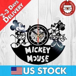 Disneyland Mouse Vinyl Record Clock, Nursery Christmas Gift, Baby Room Decor, Little Girl Wall Art, Playroom Decorations, Gifts For Daughter