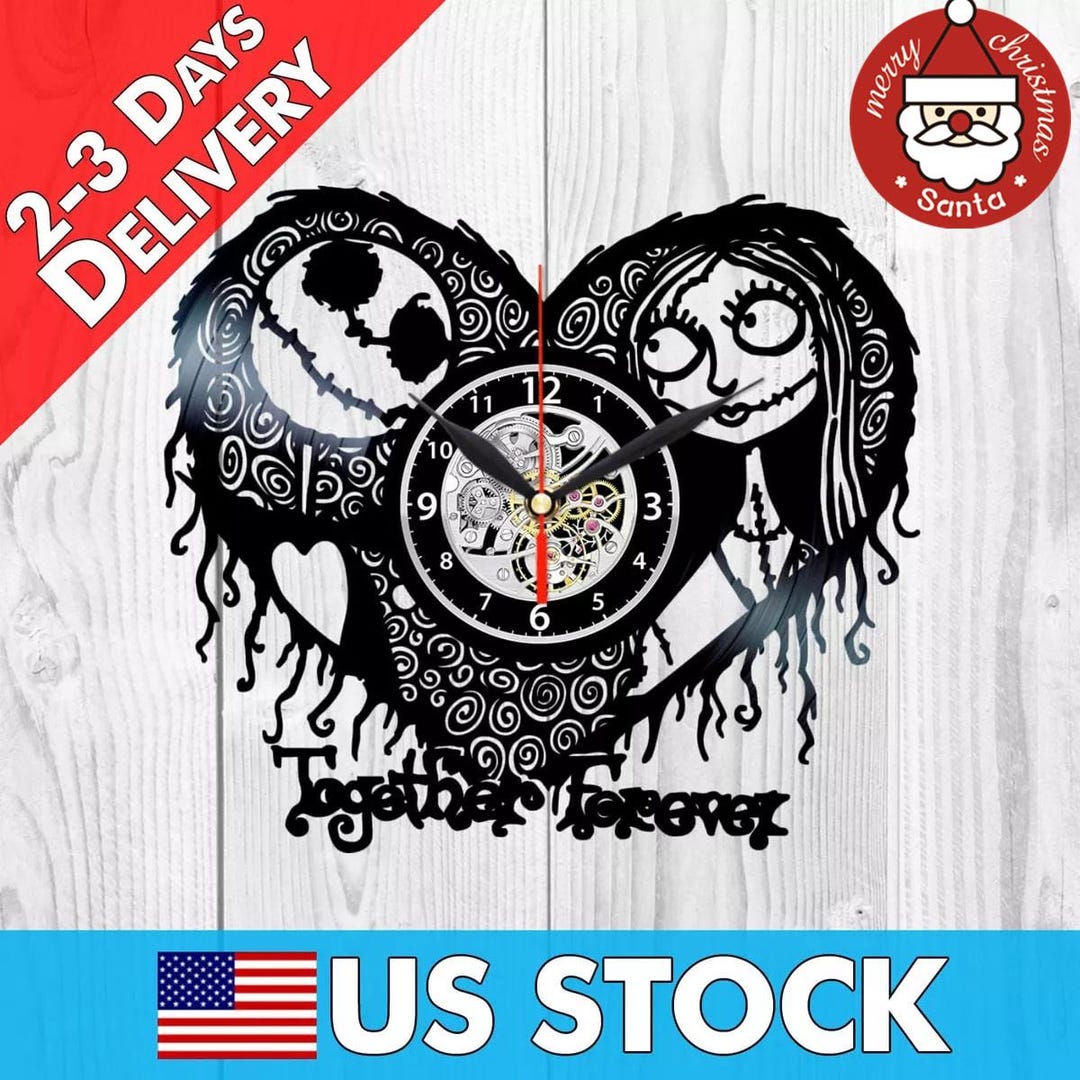 Jack and Sally Vinyl Record Clock, Nightmare Before Christmas Wall Art ...