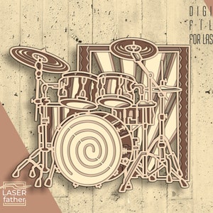 Drums 3D Layered SVG File / Mandala Laser Cut File / Gift for Music Lover / Instant Download / ai cdr png dxf dwg files