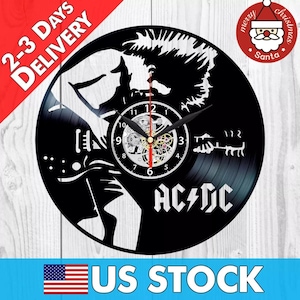ACDC Vinyl Record Clock, Xmas Gifts Ideas, Heavy Metal Wall Art, Home Decor For Living Room, Rock Band Decor, Christmas Gift For Husband