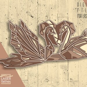 3D Origami SVG Multilayered File / Digital Download / 5 Layers Laser Cut Files / Origami Craft Decor / ai cdr png dxf dwg files