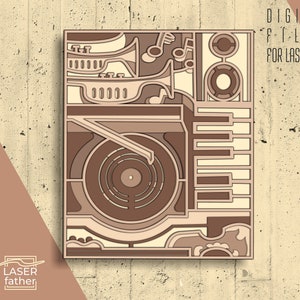 Music 3D Layered SVG File / Laser Cut File / Music Instrument Craft Gift / Instant Download / Music SVG / ai cdr png dxf dwg files