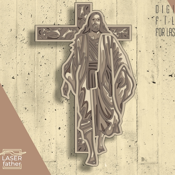 Jesus 3D Multilayer SVG File / Mandala Laser Cut File / Craft Gift / Digital Download / Jesus SVG / ai cdr png dxf dwg files