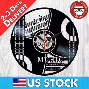 Guitar Vinyl Record Clock, Christmas Gift For Brother, Music Notes Wall Art, Musician Decor, Apartment Decorations, Guitar Player Gift