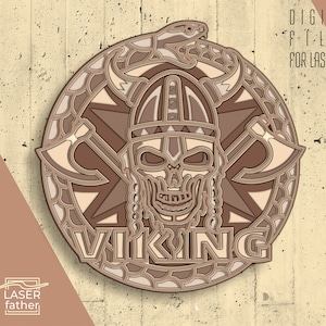 Viking with Axes SVG Multilayered 3D File / Instant Download / Laser Cut Files / Viking Craft Decor / ai cdr png dxf dwg files