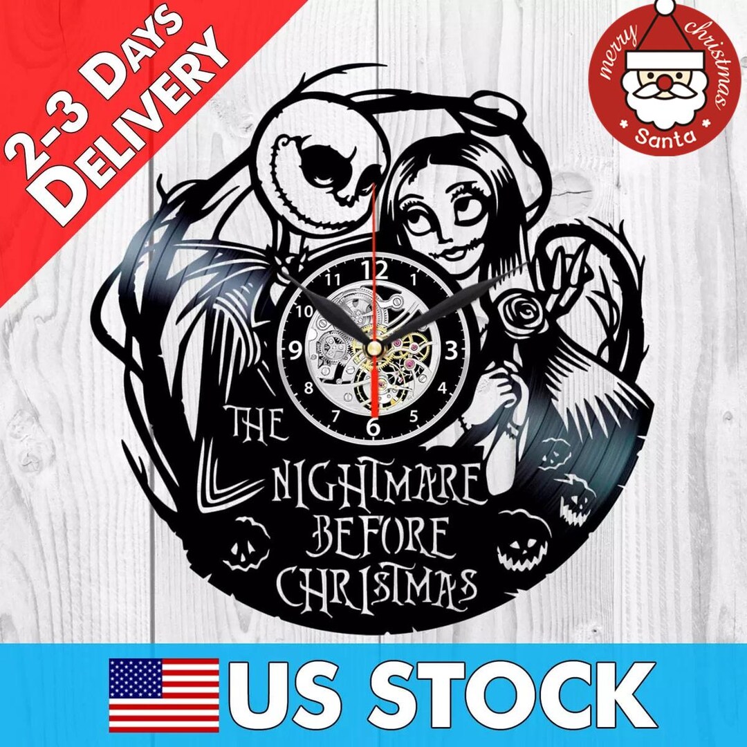 Jack Skellington and Sally Vinyl Record Clock, Nightmare Before ...