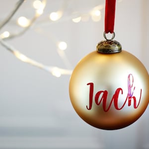 Matte Gold Personalised Christmas Tree Ornament Bauble Decoration