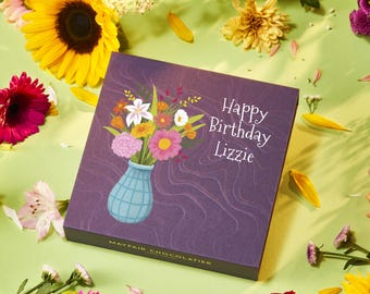 Birthday Blooms - Personalised Handmade Chocolate Truffles - Luxury Gift Box