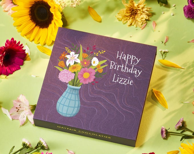 Birthday Blooms - Personalised Handmade Chocolate Truffles - Luxury Gift Box