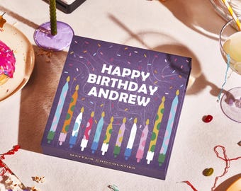 Happy Birthday Candles & Confetti - Personalised Handmade Chocolate Truffles - Luxury Gift Box
