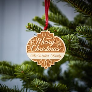 Merry Christmas Personalised Wooden Christmas Decoration