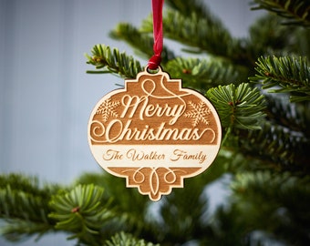 Vrolijk kerstfeest Gepersonaliseerde houten kerstversiering