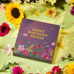 Buon Compleanno Fiori di Campo - Tartufi di Cioccolato Fatti a Mano Personalizzati - Confezione Regalo di Lusso