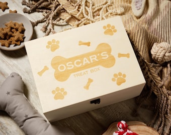 Personalised Dog Treat Gift Box - Crafted from thick, premium wood