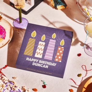 Candele di buon compleanno Celebration - Tartufi di cioccolato fatti a mano personalizzati - Confezione regalo di lusso