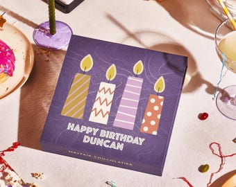 Happy Birthday Candles Celebration - Personalised Handmade Chocolate Truffles - Luxury Gift Box