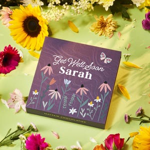 Get Well Soon Floral Wishes - Personalised Handmade Chocolate Truffles - Luxury Gift Box