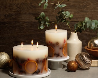 Luxury Handmade Winter Botanical Christmas Candle Orange Cinnamon Clove - Single wick or Triple Wick