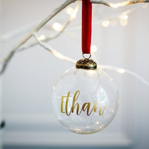Clear Glass Personalised Christmas Tree Ornament Bauble Decoration