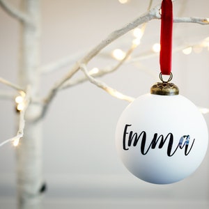 Matte White Personalised Christmas Tree Ornament Bauble Decoration