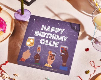 Happy Birthday Cheers To You - Personalised Handmade Chocolate Truffles - Luxury Gift Box