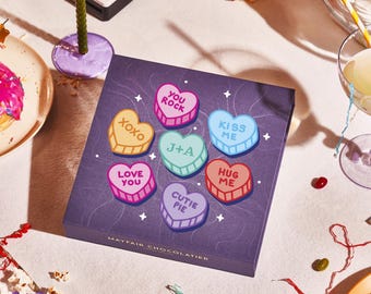 Corazones de amor Be Mine de San Valentín: trufas de chocolate personalizadas hechas a mano: caja de regalo de lujo