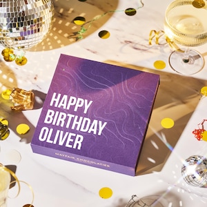 Eleganza di compleanno - Tartufi di cioccolato fatti a mano personalizzati - Confezione regalo di lusso