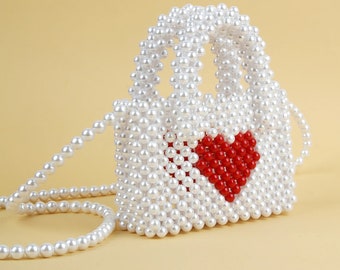Pochette di perle, borsa di perle, pochette di perline, borsa da damigella d'onore, borsa da sposa, borsa di perline, borsa di perle, pochette da sposa, borsa di perline di perle