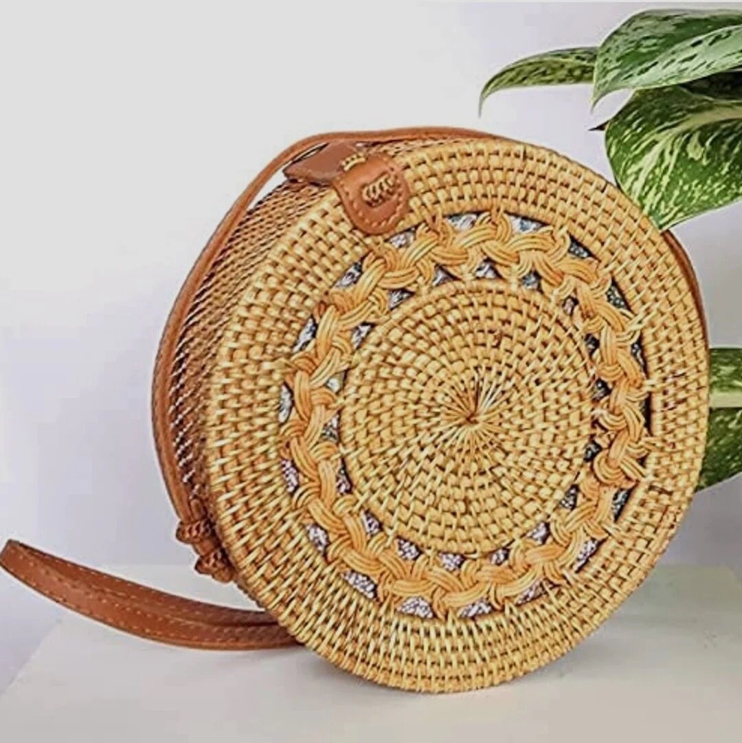 Timeless Handmade Boho Chic Shell Rattan Bag Basket