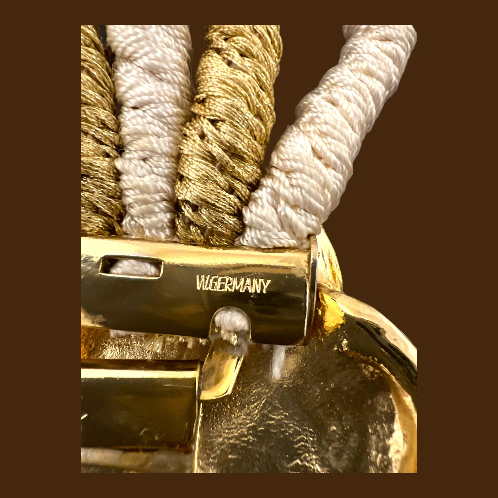 Vintage Metallic Braided Belt Gutos West Germany  Gold Rhinestone Large Buckle Amazon.com: AXESORIA: Western Rhinestone Gold Buckle Belt  main image 4