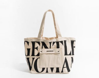 Gentlewoman Front Pocket Tote, Gentlewoman Classic Tote, Gentlewoman Puffy Bag, Minimalist Tote Bag, School Tote Bag; Fashionable Tote Bag