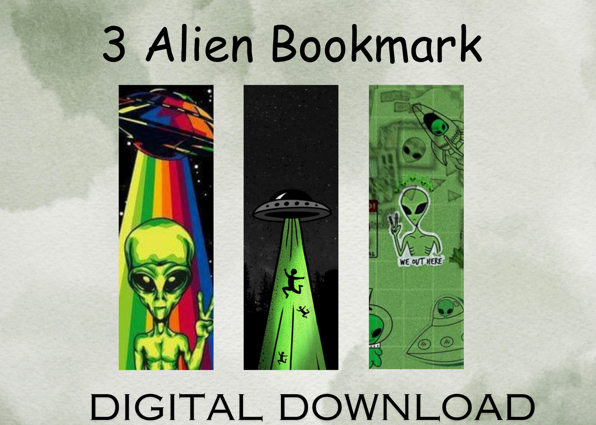 Printable Alien Bookmarks Space Adventure Galaxy Astronaut Etsy