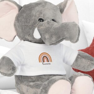 Peluche éléphant personnalisée avec nom, cadeau pour naissance, baptême, arc-en-ciel, adorable peluche pour filles et garçons, anniversaire