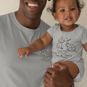 Personalized Family T-Shirt Set with Name & Date | Mama Papa Mini Shirts | Baby Shower Gift, New Parents Reveal, Matching Family Outfit