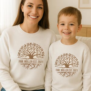 Personalized Family Sweatshirt, Matching Outfit Mom Dad Kids, Custom Mama Papa Mini Sweater, Mother’s Day Father’s Day Christmas Gift
