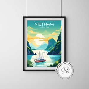 Vietnam Travel Print Poster | Ha Long Bay | Home Decor | Travel Gift Wall Art | Digital Download Printable Nature Wall Art