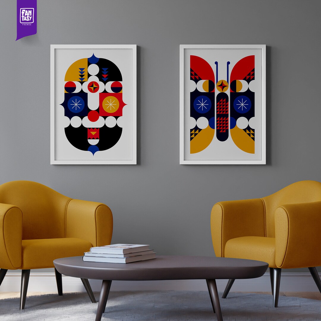 Set of 2 Premium Vector Wall Decor Art Frames Frames Art Etsy