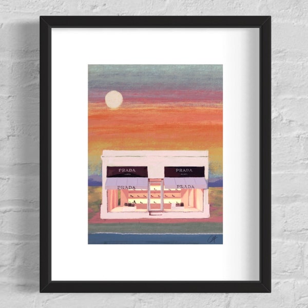 Digital Download, MARFA Wall Art, West Texas Print, Marfa Oil Pastel Painting, Marfa Poster, Texas Landmark, Southwestern Art