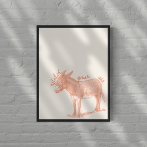 Western Art Print, Western Decor, Southwestern Wall Art, Modern Design Poster, Southern Home Art, Ranch Wall Decor, Funny Wall Art, Donkey