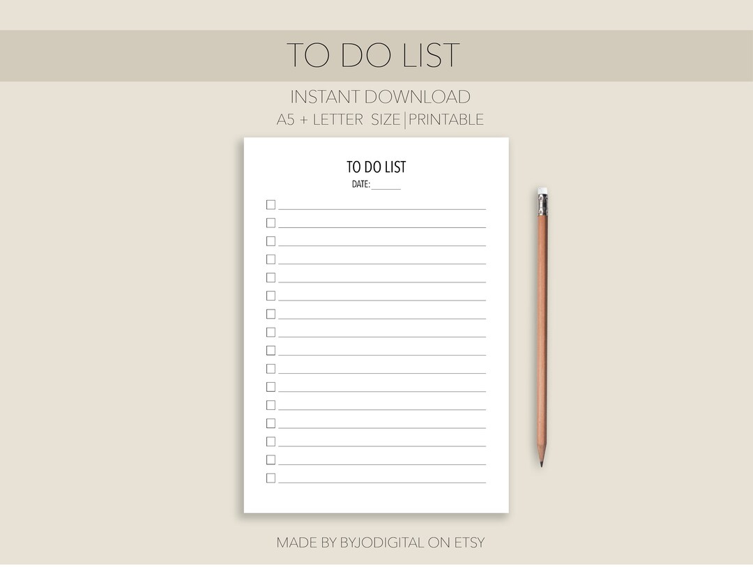 Blank Minimalistic Printable to Do List Vertical I Instant Download PDF ...