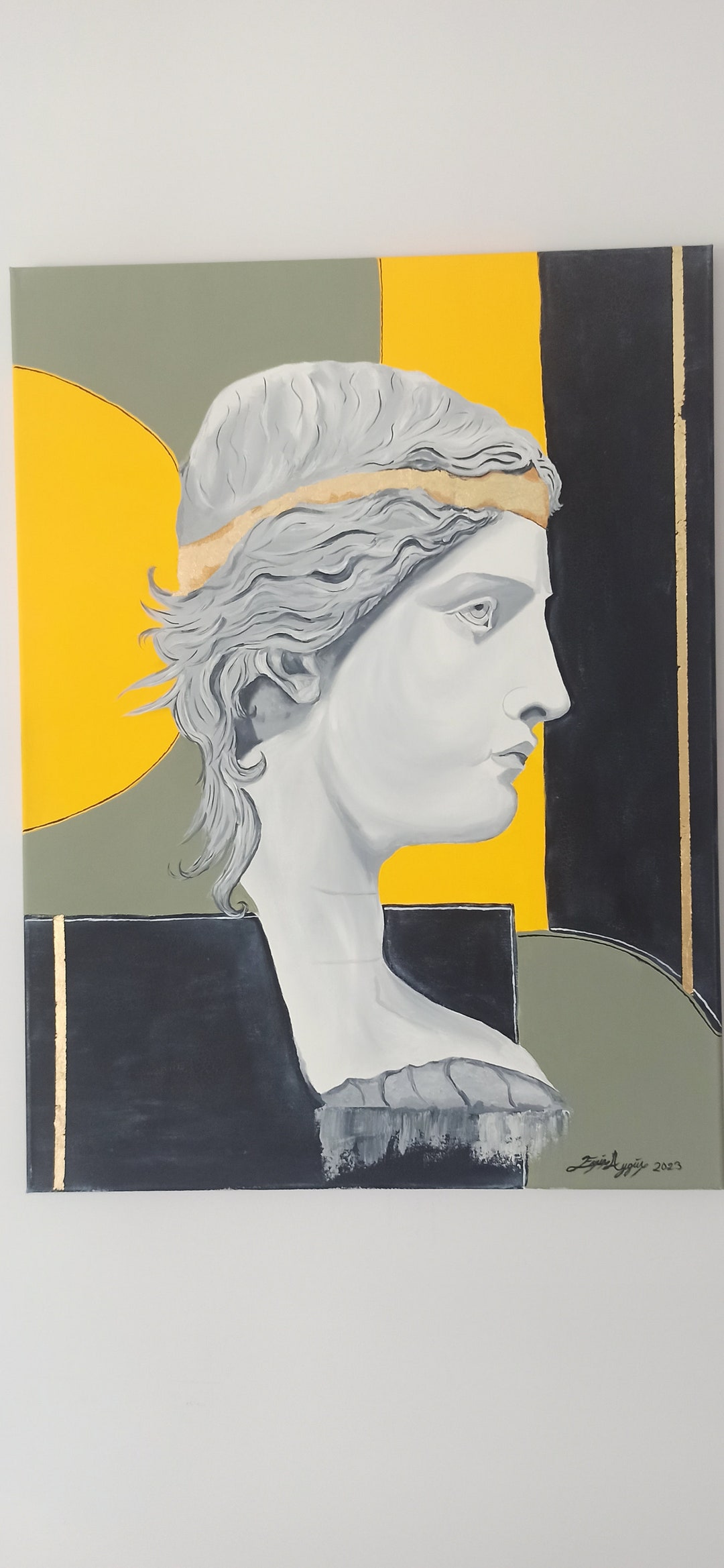 Gold Leaf Woman Portrait Oil Painting, Framed Canvas Art (60x80 Cm) - Etsy