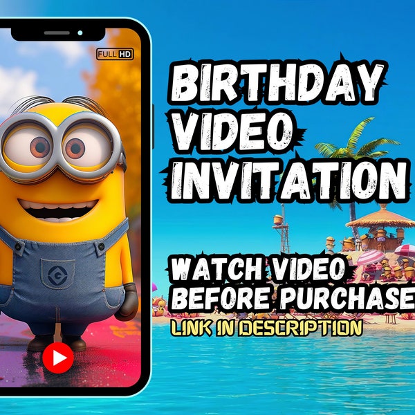 Minions-Geburtstagseinladung, animiertes Minions-Einladungsvideo, Minions-Videoeinladung, animierte Minions-Partyeinladung