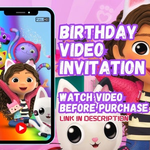 Gabby's Dollhouse Invitation Video, Birthday Invitation, Gabbys Dollhouse Animated Invite, Gabby's Dollhouse Party Invitation, Kids Birthday