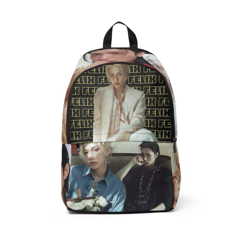 Stray Kids K-Pop Felix Photoshoot Unisex Fabric Backpack, Stray Kids Bag, School Travel Rucksack, Cute Gift, Back to School image 1
